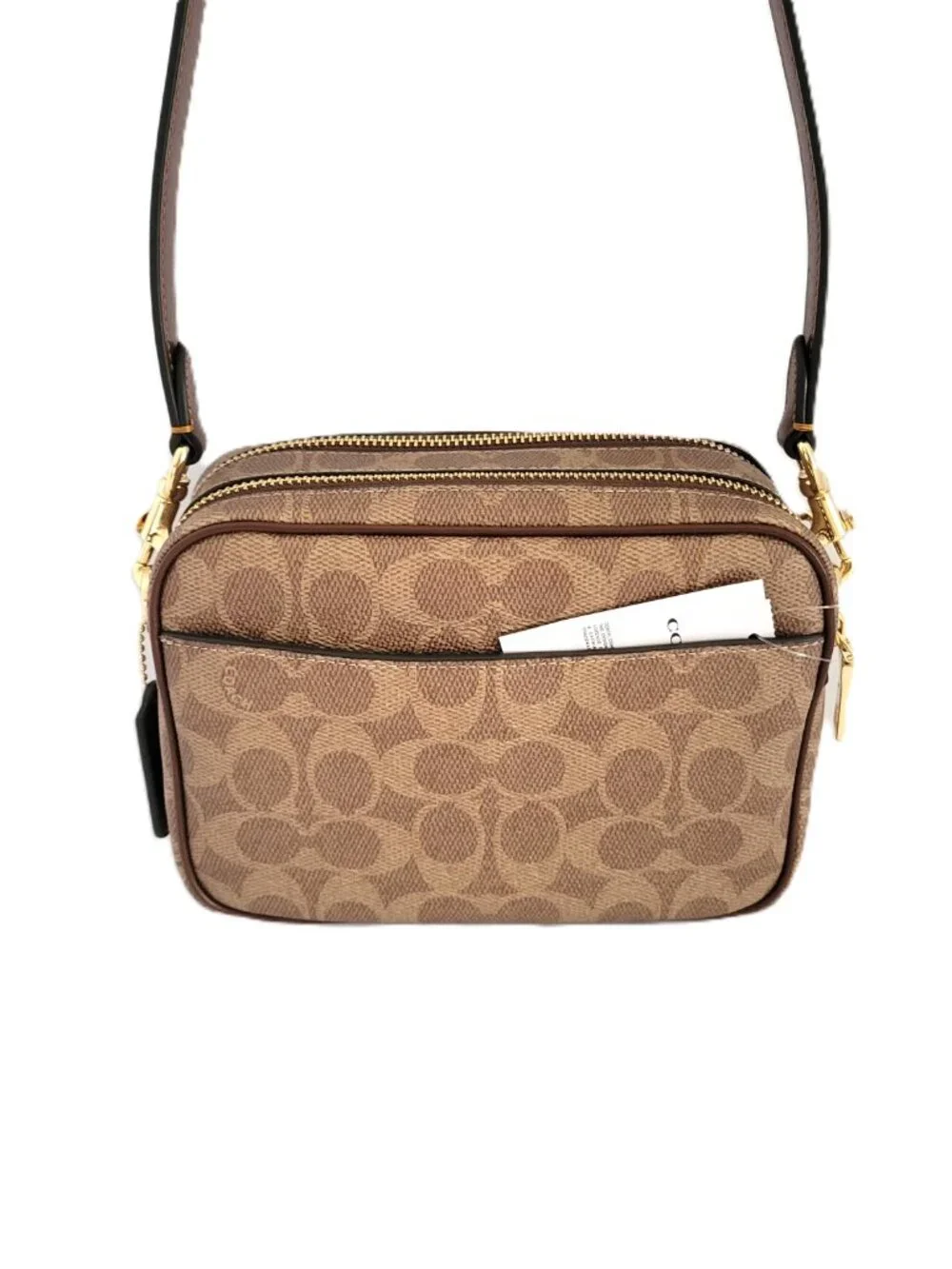 Coach CEK69 Mini Carey Signature PVC Crossbody Bag Handbag Tan Brown